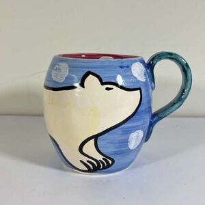 Vietri Polar Bear‎ Mug Italian Pottery Christmas Holiday Winter blue Teal Maroon